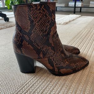 Zara Square Toe Snakeskin Boots, Size 40